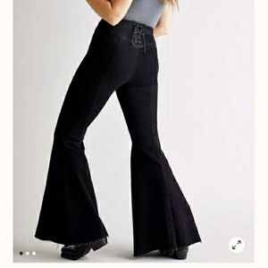 NWT Free People CRVY High Rise Lace Up Flare Jeans